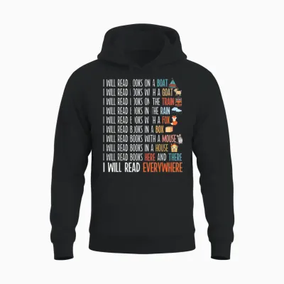 I Will Read Books on a Boat & Everywhere Reading Book Unisex Hoodie - Black