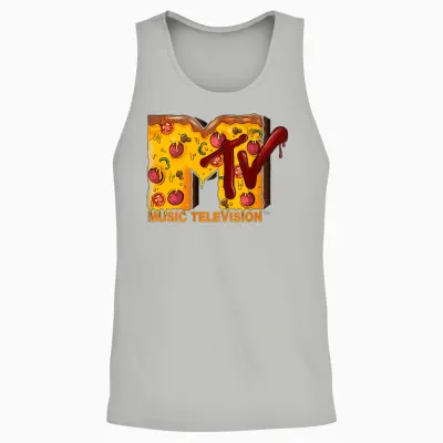 Mademark X Mtv - the Original Mtv Logo with a Pizza for Pizzalover Unisex Tank Top - Ash