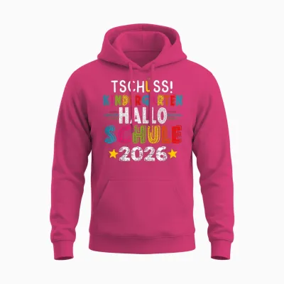 Tschüss Kindergarten Hello School 2026 Funny Kita Farewell Unisex Hoodie - Heliconia