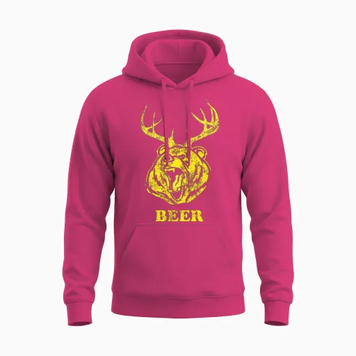 Bear-Deer - Wildlife Unisex Hoodie in Heliconia