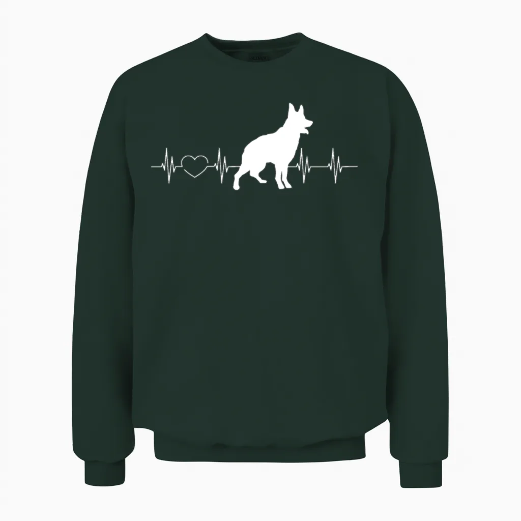 Australian Cattle Dogs Heartbeat Unisex Sweatshirt in Forest