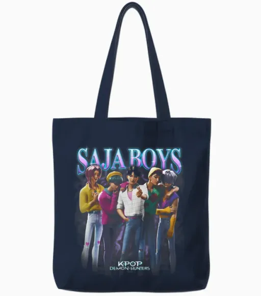Kpop Demon Hunters Saja Boys Heartthrob Officially Licensed Tote Bags - Navy