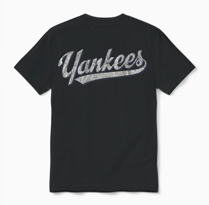 Vintage Yankees Retro Style 70s 80s First Name Personalized Unisex T-Shirt in Black
