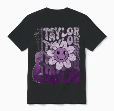 Taylor First Name I Love Taylor Girl Groovy 80's Vintage Unisex T-Shirt - Black