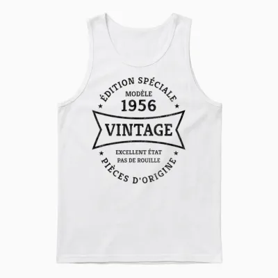 70th Birthday Born in 1956 Design Vintage 70 Years Unisex Tank Top - White