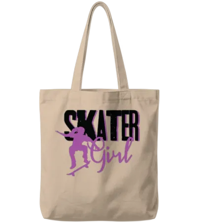 Skater Girl Skateboarding Tote Bags - Natural