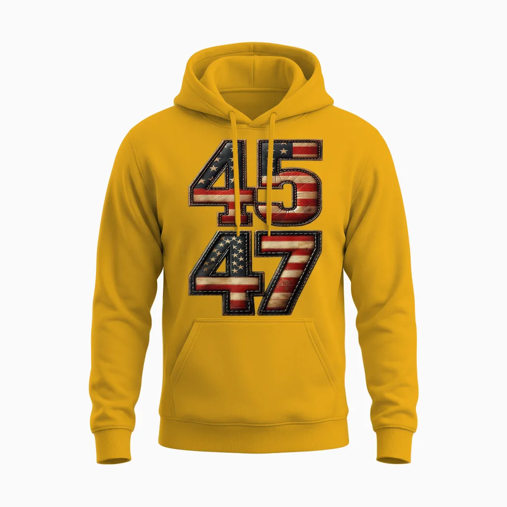 Trump 2025 45 47 Usa Vintage Grunge 4. Juli Unisex Hoodie in Gold