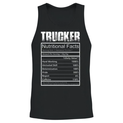 Trucker - Nutritional Facts Table of Truckers Unisex Tank Top - Black