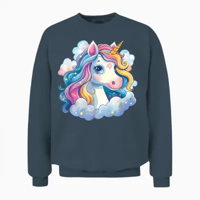 Super Süßes Einhorn Mit Regenbogen Mähne Einhorn Unisex Sweatshirt - Dark Heather