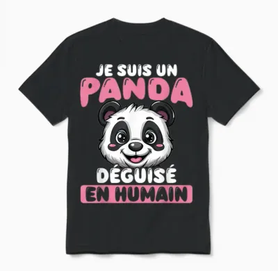 Je Suis Un Panda Disguised as Human T-Shirt, Black, S Unisex T-Shirt - Black
