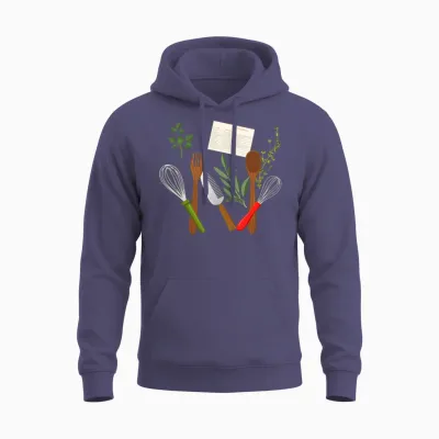 Retro Recipe Utensils Unisex Hoodie - Heather Sport Dark Navy