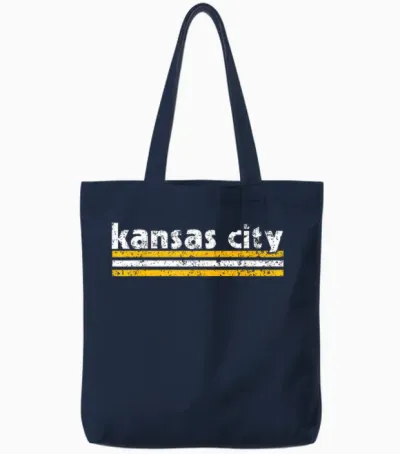 Kc Tee Kansas City Retro Vintage Distressed 3 Stripes Red Kc Tote Bags - Navy