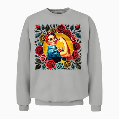 Retro Rosie the Riveter Unisex Sweatshirt - Ash