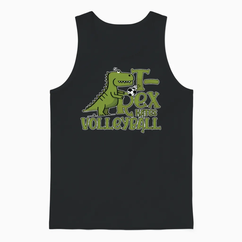 T Rex Hates Volleyball Unisex Tank Top in Black