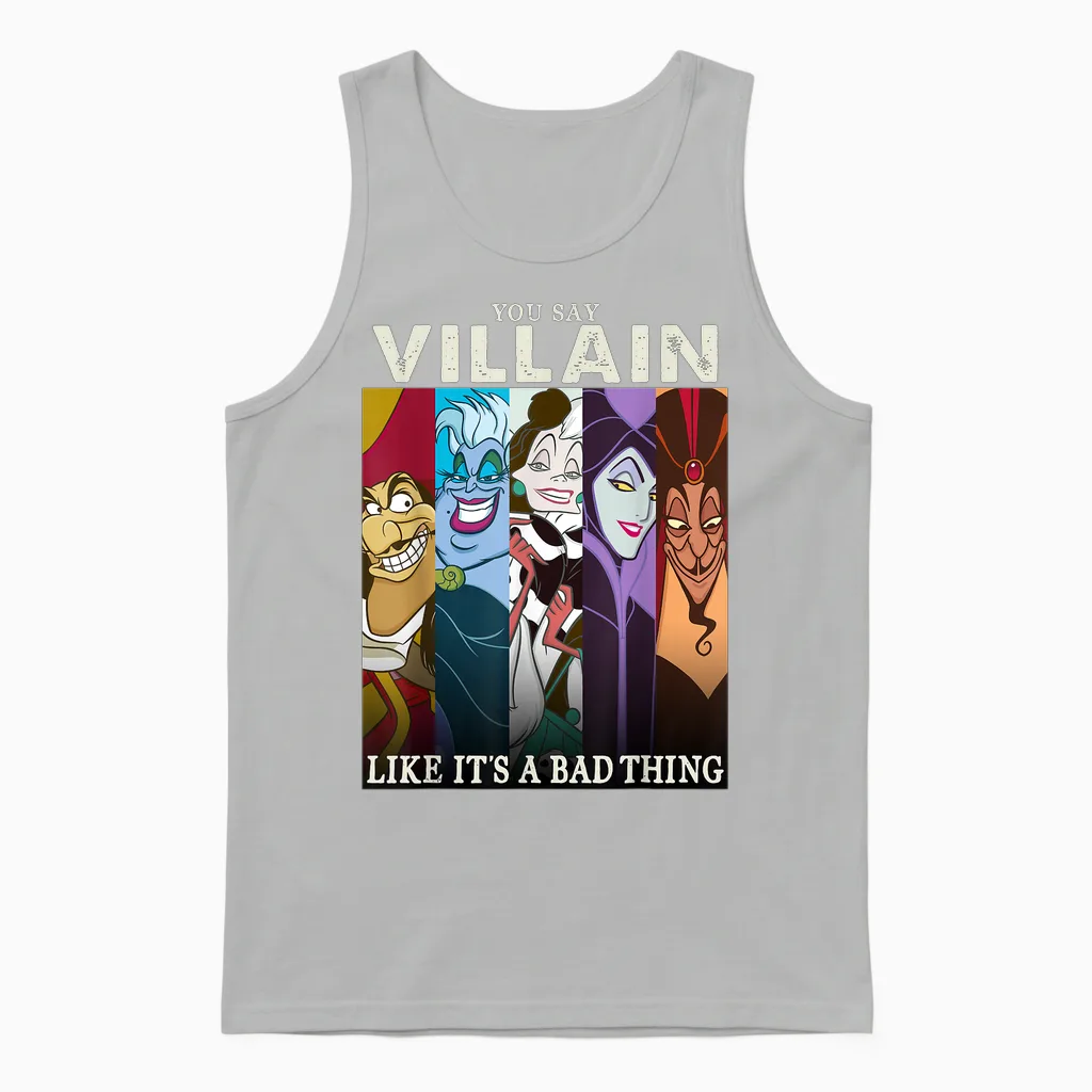 Signs Disney Villains You Say Mean as if It Were a Bad Thing T-Shirt, Black, S Unisex Tank Top in Ash