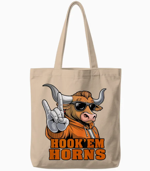 Vintage Longhorn Men Women Kids Girls Boys Spirit Evergreen Tote Bags in Natural