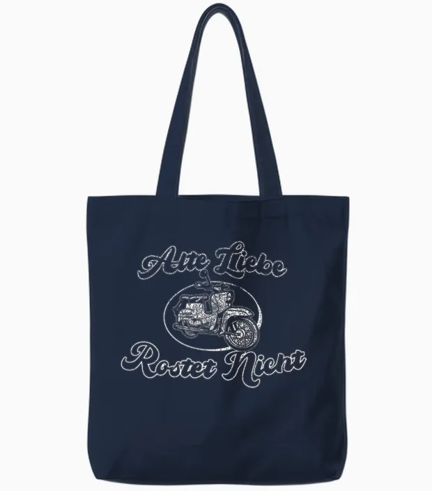 Suhl Simson S50 S51 Two-Stroke Engine Fan Old Love Rustet T-Shirt, Black, S Tote Bags in Navy