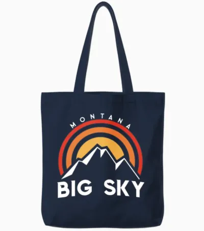 Big Sky Montana Retro Birthday Chirstmas Present Tote Bags - Navy