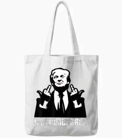 Trump, the President's Irreplaceable Middle Finger T-Shirt, Black, S Tote Bags - White