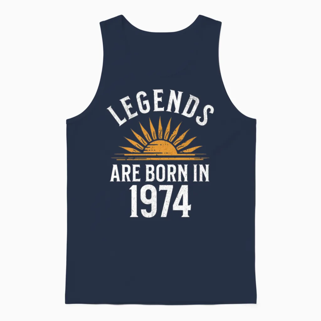 Legends Are Born in 1974 β Gift Idea Unisex Tank Top in Navy
