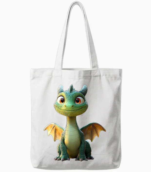 Drache Kleiner Grüner Baby Drache Dragon Süße Drachen Tote Bags in White