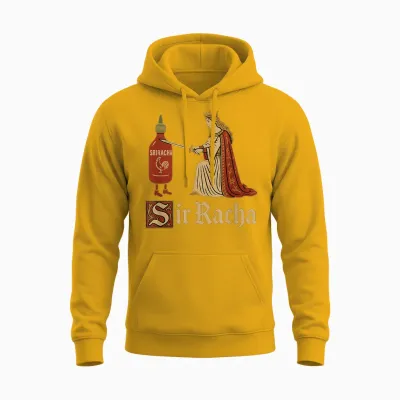 Sir Racha Sriracha Funny Gen Z Brain Red Meme Raunchy Humour Unisex Hoodie - Gold