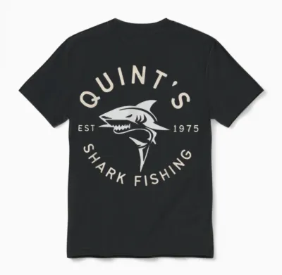 Vintage Quint's Shark Fishing 1975 Retro Unisex T-Shirt - Black