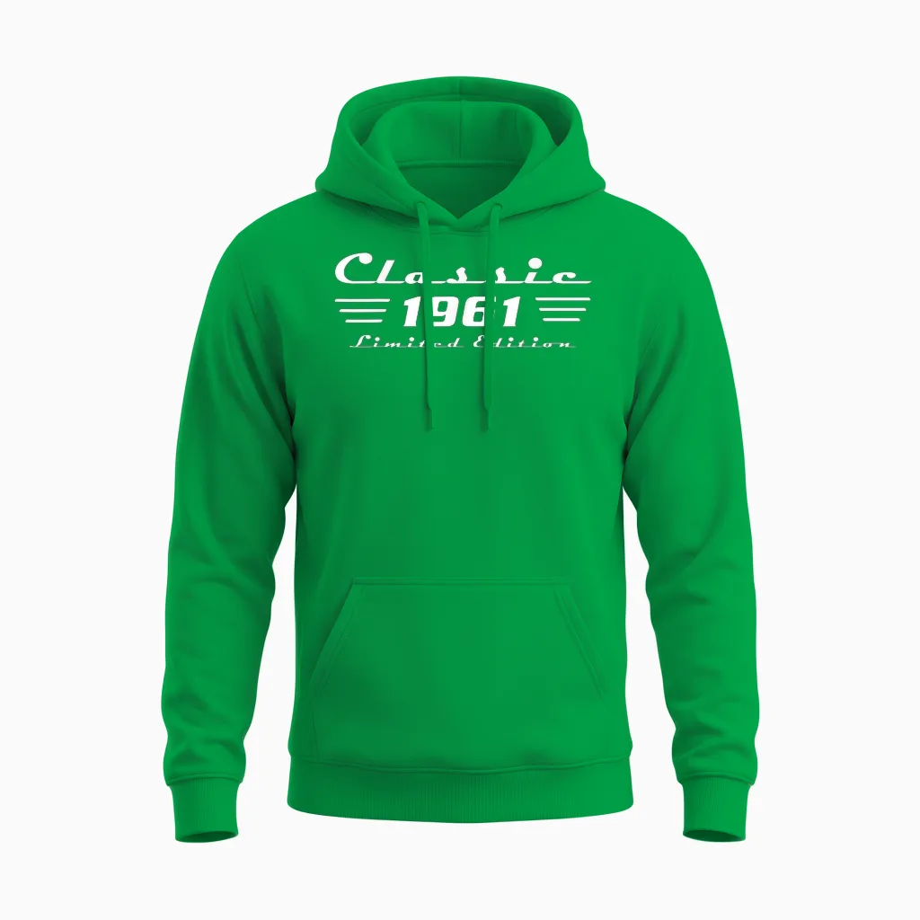1961 Birthday Man 65th Decoration Funny 65s 65th Birthday Unisex Hoodie in Irish Green
