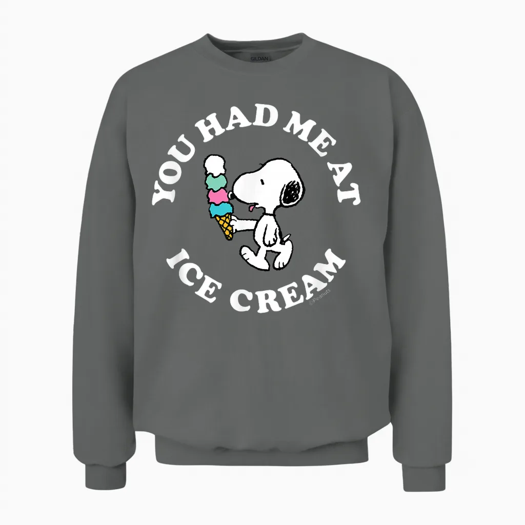 Peanuts - Snoopy You Had Me at Ice Cream Unisex Sweatshirt in Graphite Heather