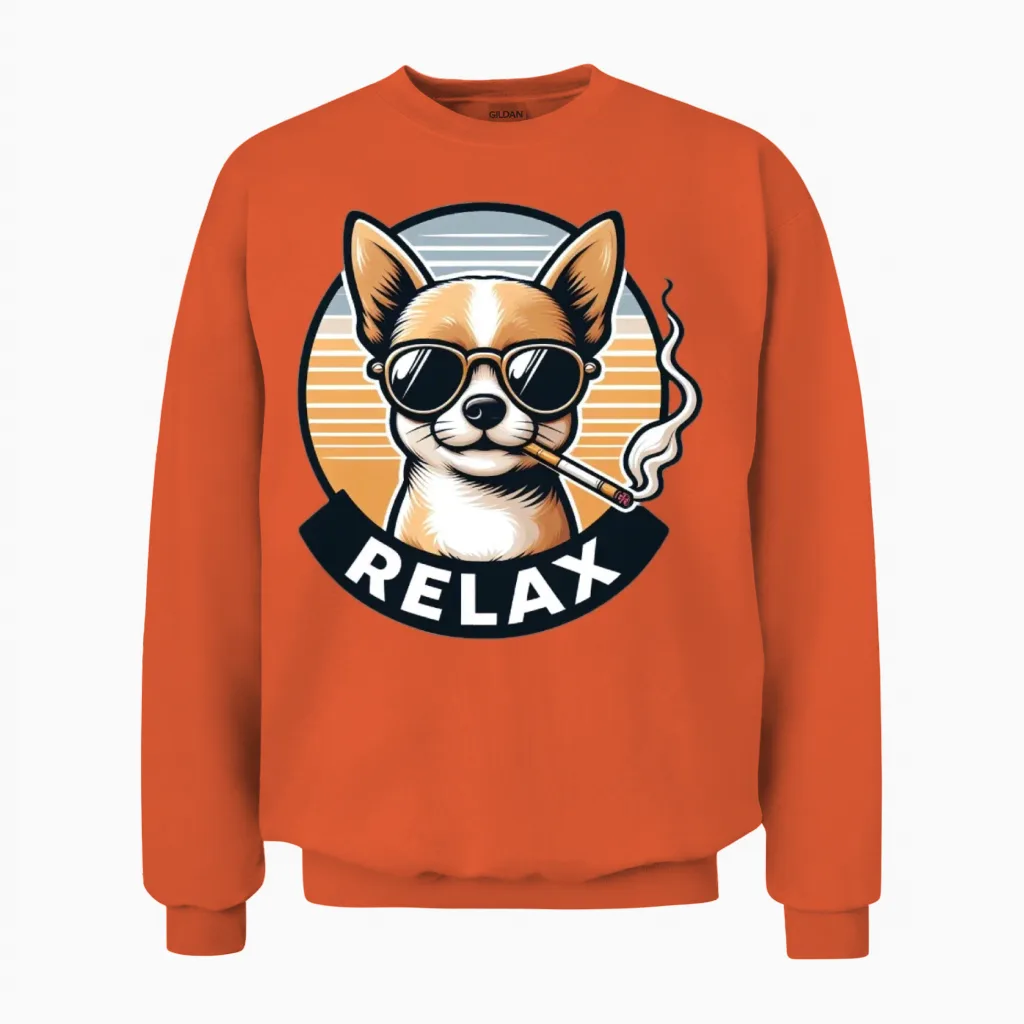 Relax Dog Lovers Gift Unisex Sweatshirt in Orange