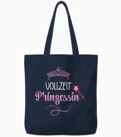 Full Time Princess His Sayings Princess Crown Tote Bags - Navy