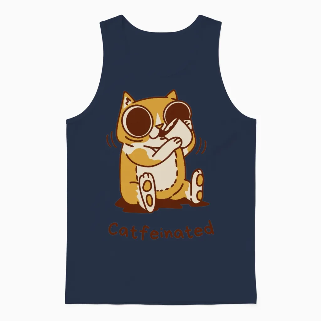 Catfeinated Unisex Tank Top in Navy