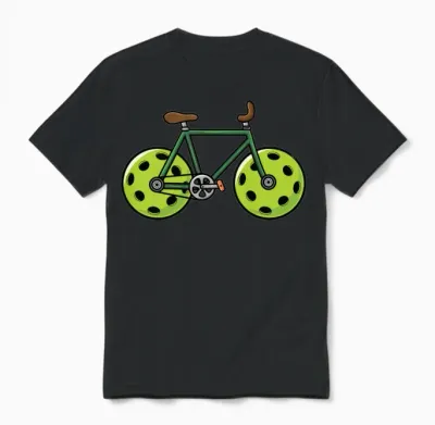 Funny Bicycle on Pickleball Wheels Unisex T-Shirt - Black