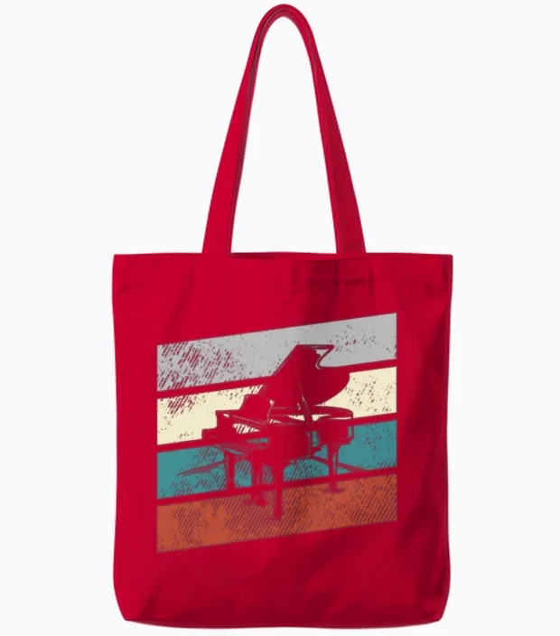 Piano Retro - & Keys Tote Bags in Red