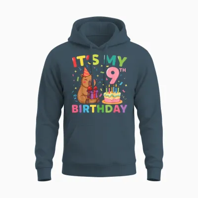 Es Ist Mein 9. Geburtstag Capybara, 9 Jahre, Junge, Mädchen, Cappy Bday Unisex Hoodie - Dark Heather
