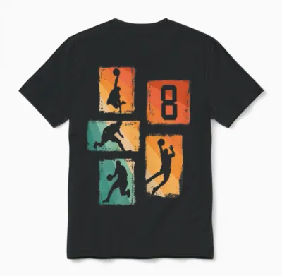 8. Geburtstag Basketball Spieler 8. Jahre Jungs Retro Unisex T-Shirt - Black