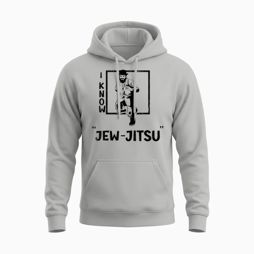 I Know the Jewjitsu I Know the Jewjitsu Funny Jiu Jitsu Jewish Mma Unisex Hoodie in Ash