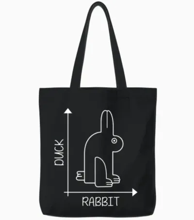 Duck or Rabbit Tote Bags - Black