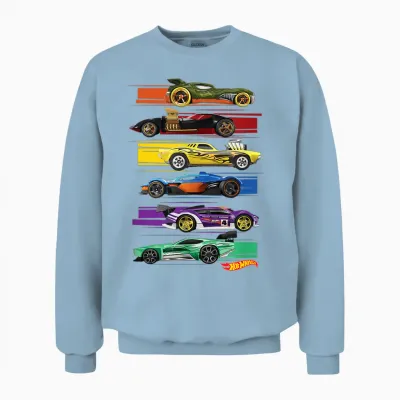 Hot Wheels Multi Car Unisex Sweatshirt - Light Blue