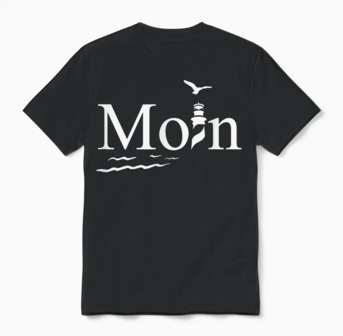 Maritimes Moin Mit Leuchtturm Und Möwe Unisex T-Shirt in Black