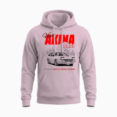 Initial D Visit Akina Pass Illustrated Postcard Racing Manga Unisex Hoodie - Light Pink
