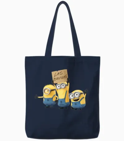 Minions Three Happy Minions with A Tote Bags - Navy