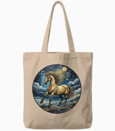 Horses Running Tote Bags - Natural