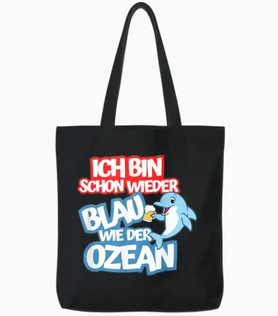 Blue as the Ocean Julian Mia Malle Party Sayings Summer B06 T-Shirt, Black Tote Bags - Black
