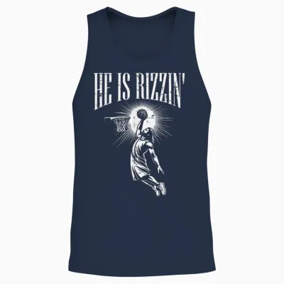 Easter He Is Rizzin Christian Religious Boys Kids Men Teen Unisex Tank Top - Navy