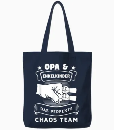Opa & Enkelkinder Team Opa Enkelkinder Tote Bags - Navy