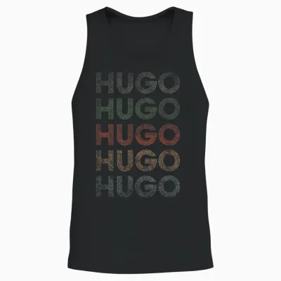 Hugo First Name Grunge Style Vintage Retro Unisex Tank Top - Black