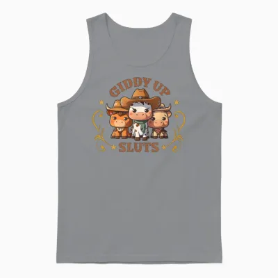 Giddy Up Sluts Funny Western Cowgirl Ranch Rodeo C Unisex Tank Top - Sport Grey