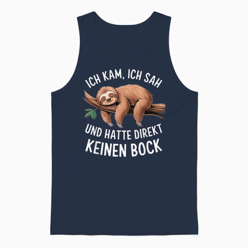 Sloth Saying Funny Teenager Sleep Shirt Sleep T-Shirt, Black Unisex Tank Top in Navy