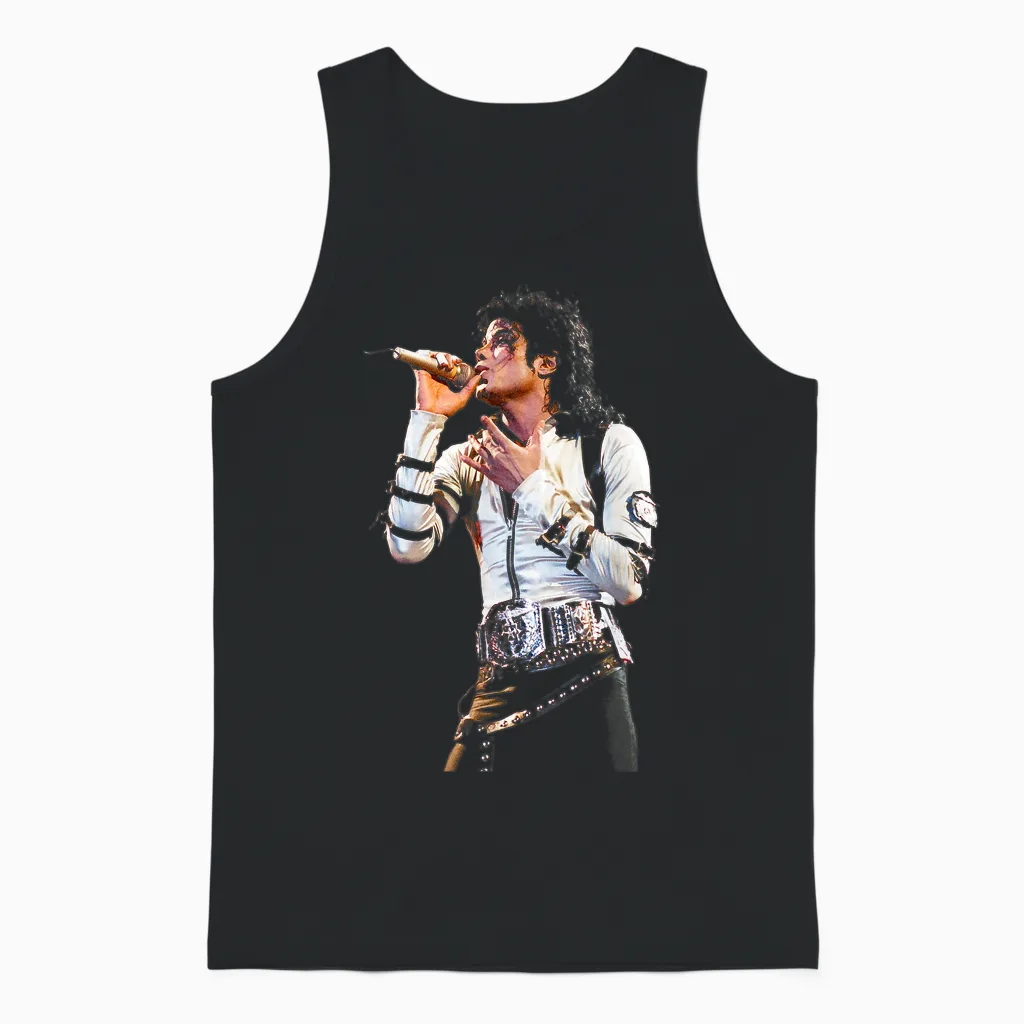 Michael Jackson World Tour Singing Live Bad 1988 Unisex Tank Top in Black